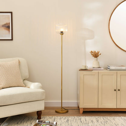 Elland 150cm Metal Floor Lamp - Clear Glass - Laura James 