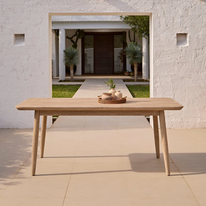 Elowen 6 Seater Wooden Garden Dining Table - Light Brushed Acacia - Laura James