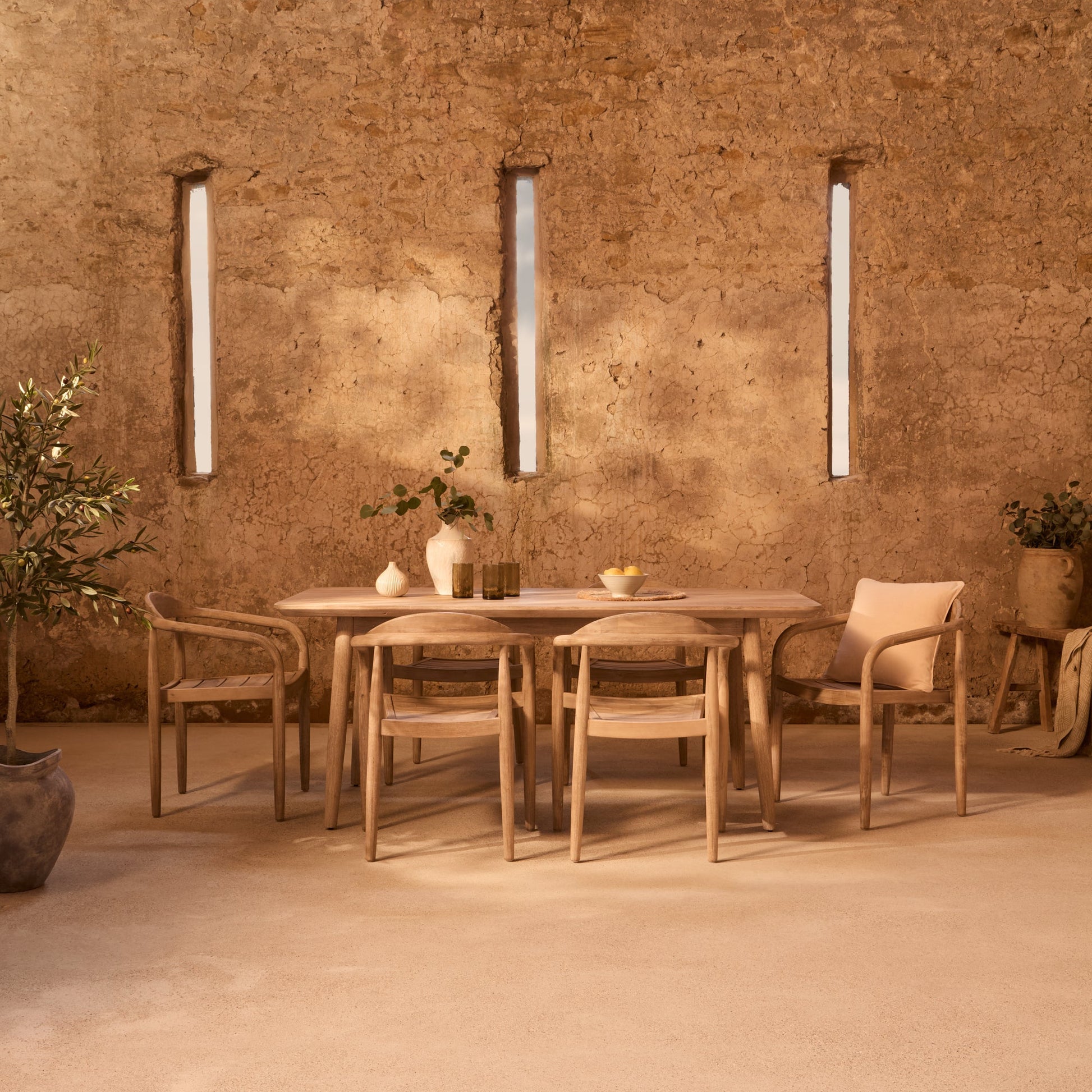 Elowen 6 Seater Wooden Garden Dining Set with Sasha Chairs - Laura James