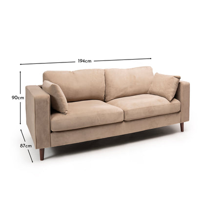 Emily 3 Seater Sofa - Driftwood with Dark Oak Legs