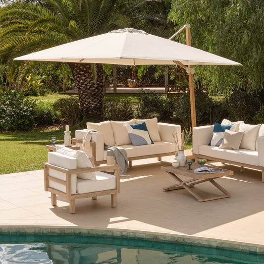Ivory Cantilever LED Parasol - 3m - Laura James