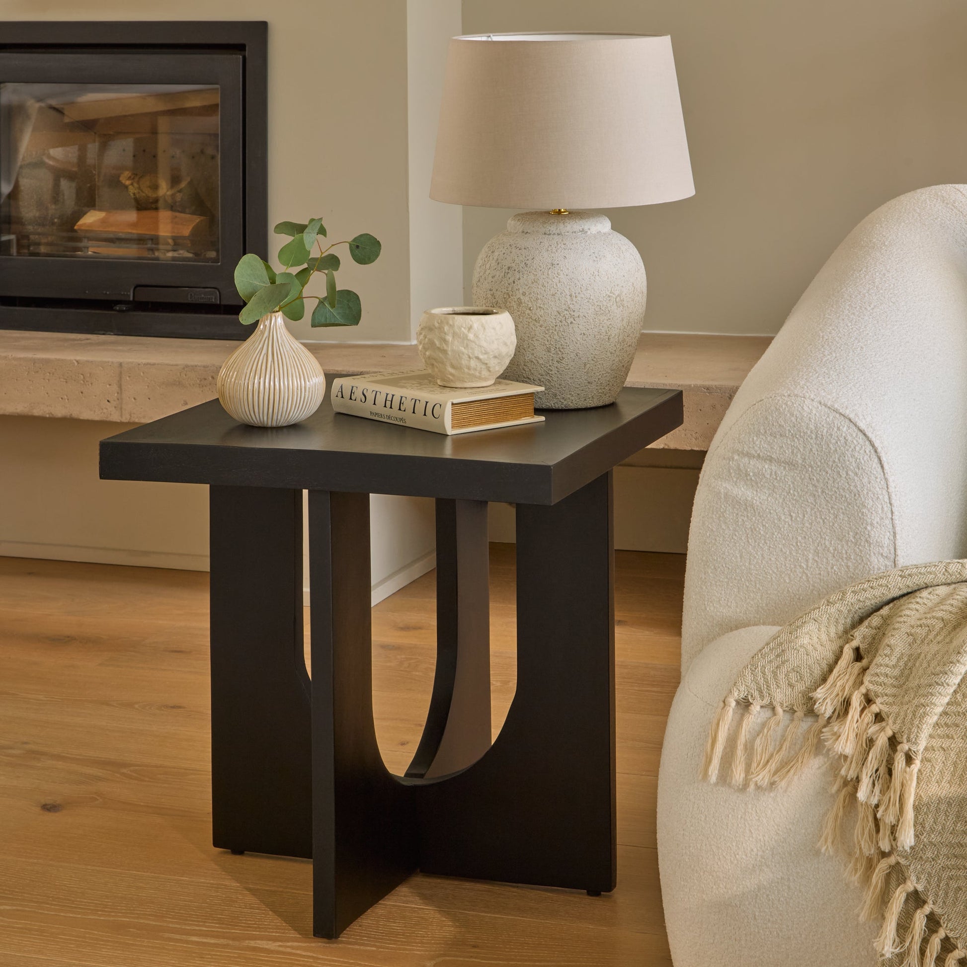 Ethan Square Side Table - Jet Black Mango Wood - Laura James