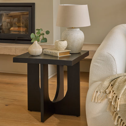 Ethan Square Side Table - Jet Black Mango Wood - Laura James
