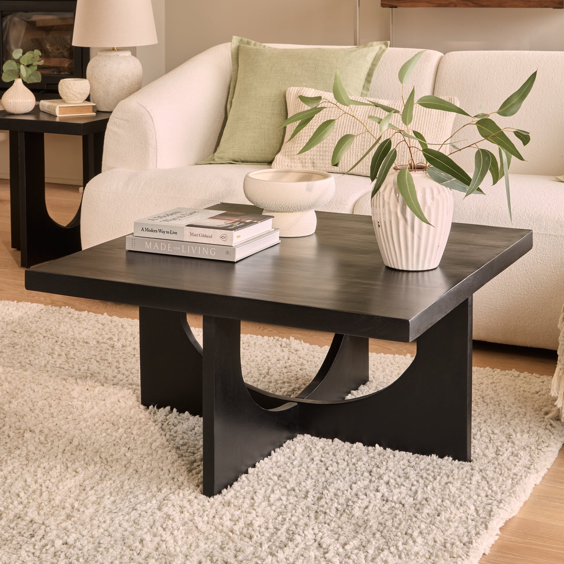 Ethan Mango Wood Square Coffee Table - Jet Black - Laura James