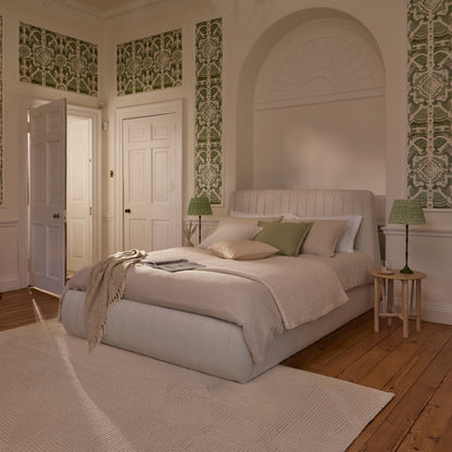 Etta King Ottoman Bed - Ivory Pleated - Laura James