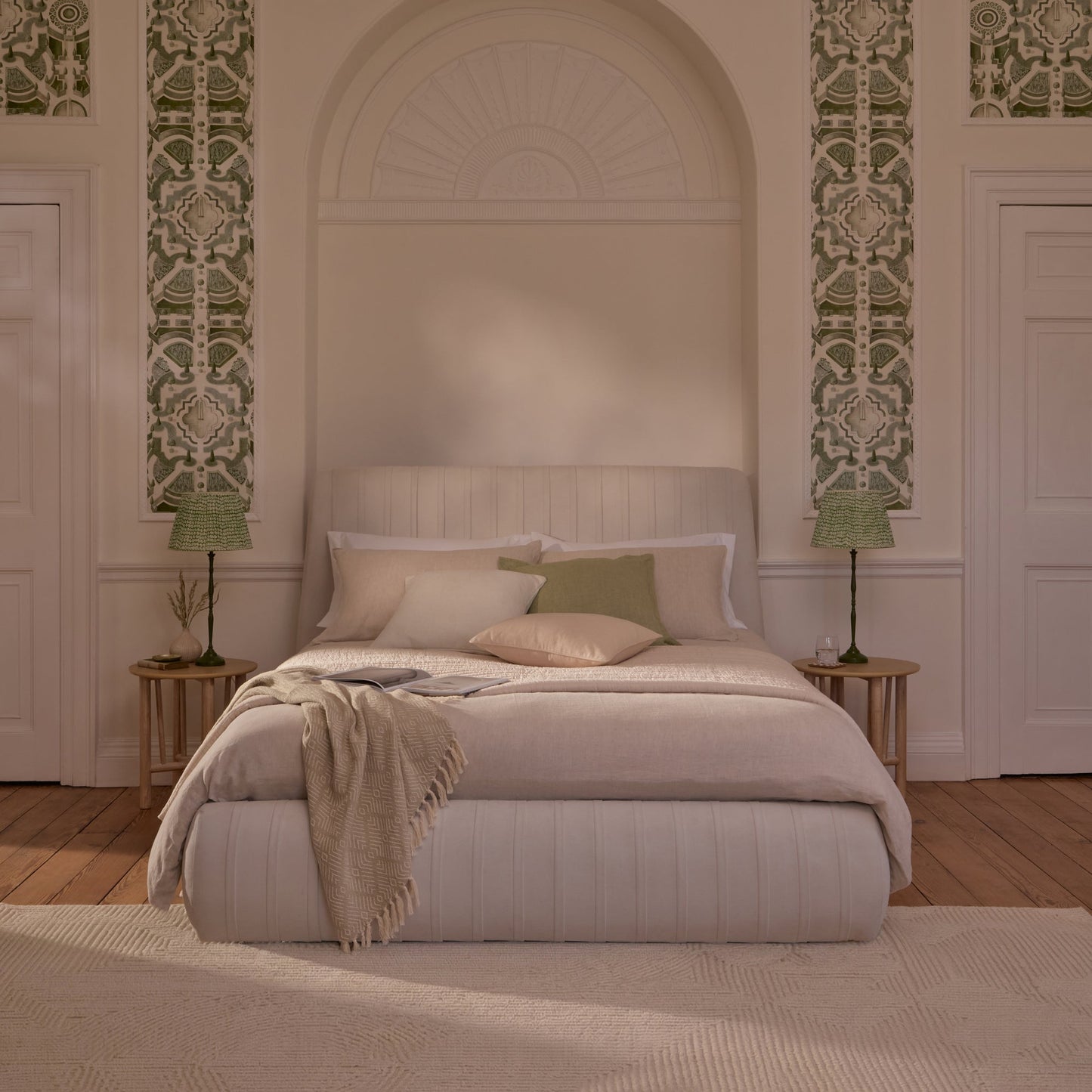 Etta King Ottoman Bed - Ivory Pleated - Laura James
