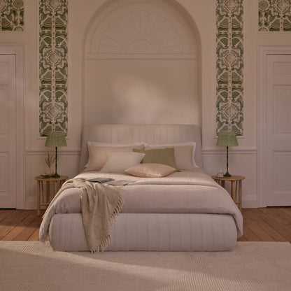 Etta King Ottoman Bed - Ivory Pleated - Laura James