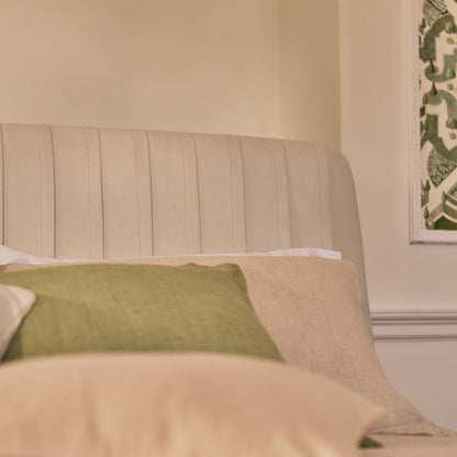 Etta King Ottoman Bed - Ivory Pleated - Laura James