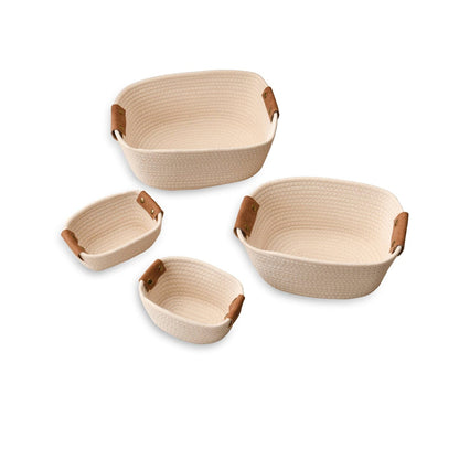 Eynsford Rectangular Baskets - Set of 4 - White - Laura James 
