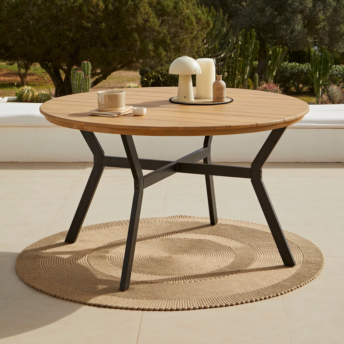 Ezra 4  Seater Round  Wooden Garden Dining Table - Laura James 