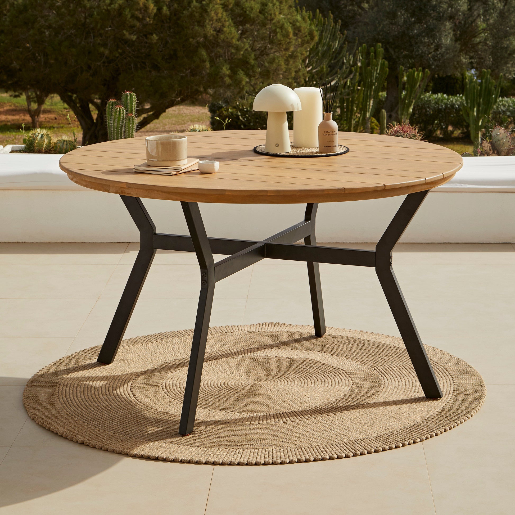Ezra 4  Seater Round  Wooden Garden Dining Table - Laura James 