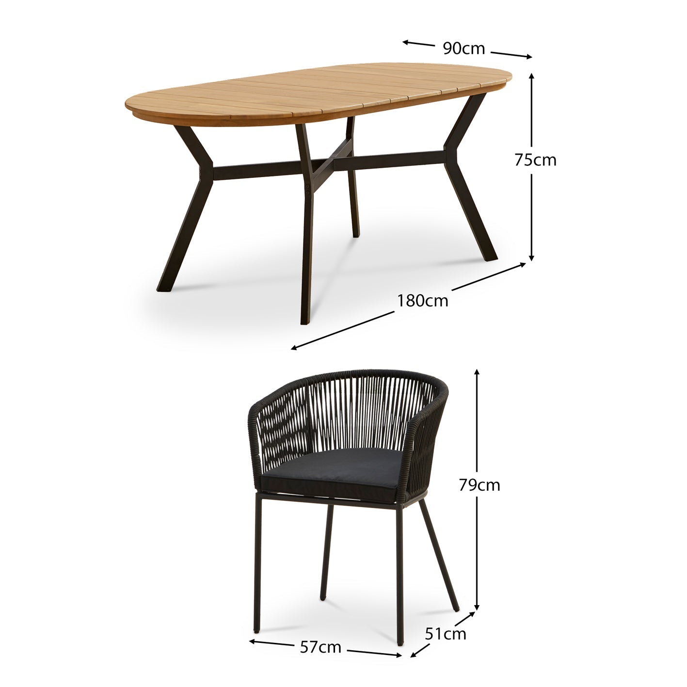 Ezra Oval 6 Seater Dining Table Set  Hali Rope Chairs - Laura James