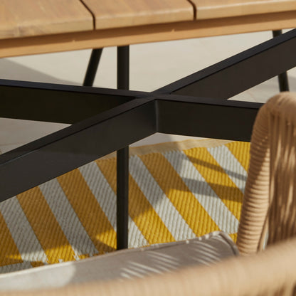 Ezra 6 Seater Oval Wooden Garden Dining Set with 6 Hali Natural Rope Chairs - Laura James 