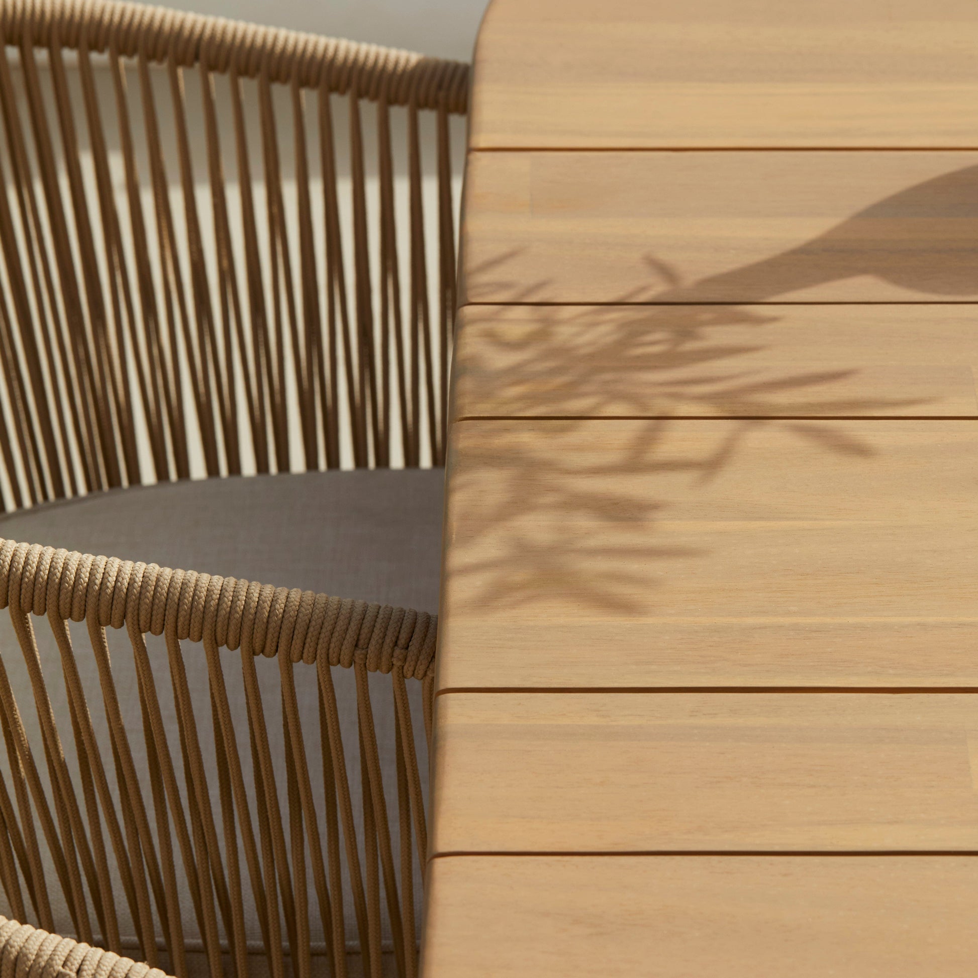 Ezra 6 Seater Oval Wooden Garden Dining Set with 6 Hali Natural Rope Chairs - Laura James 