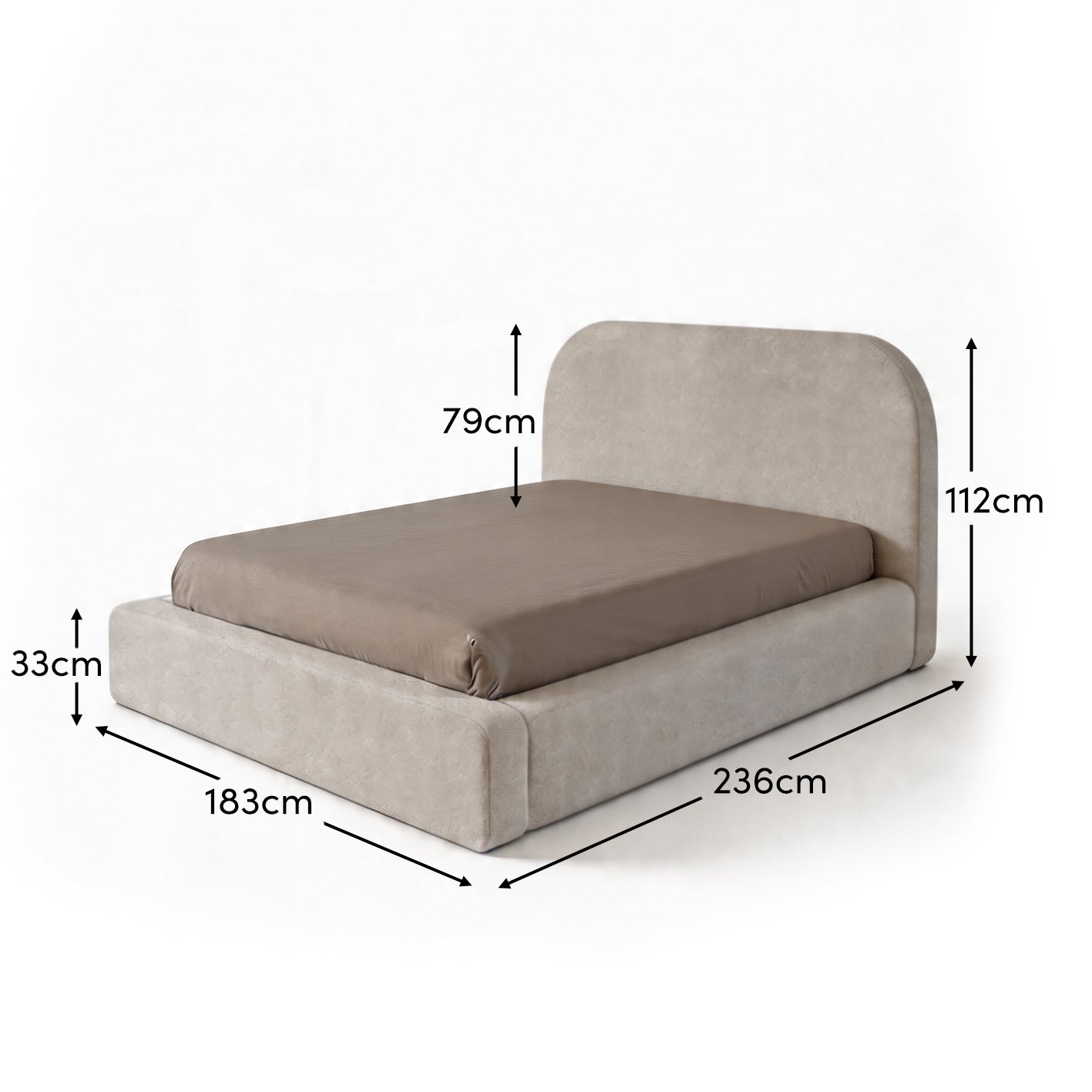 Farrah King Ottoman Bed - Oat Boucle - Laura James
