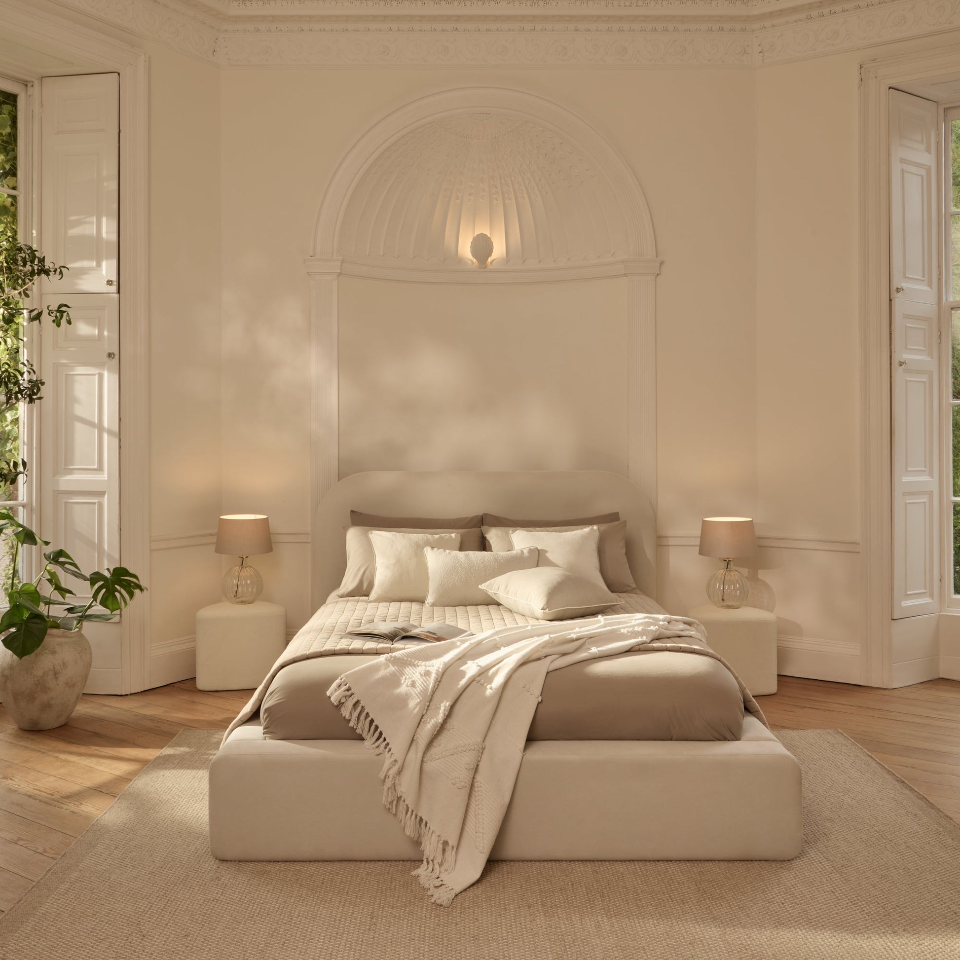 Farrah King Ottoman Bed - Ivory - Laura James