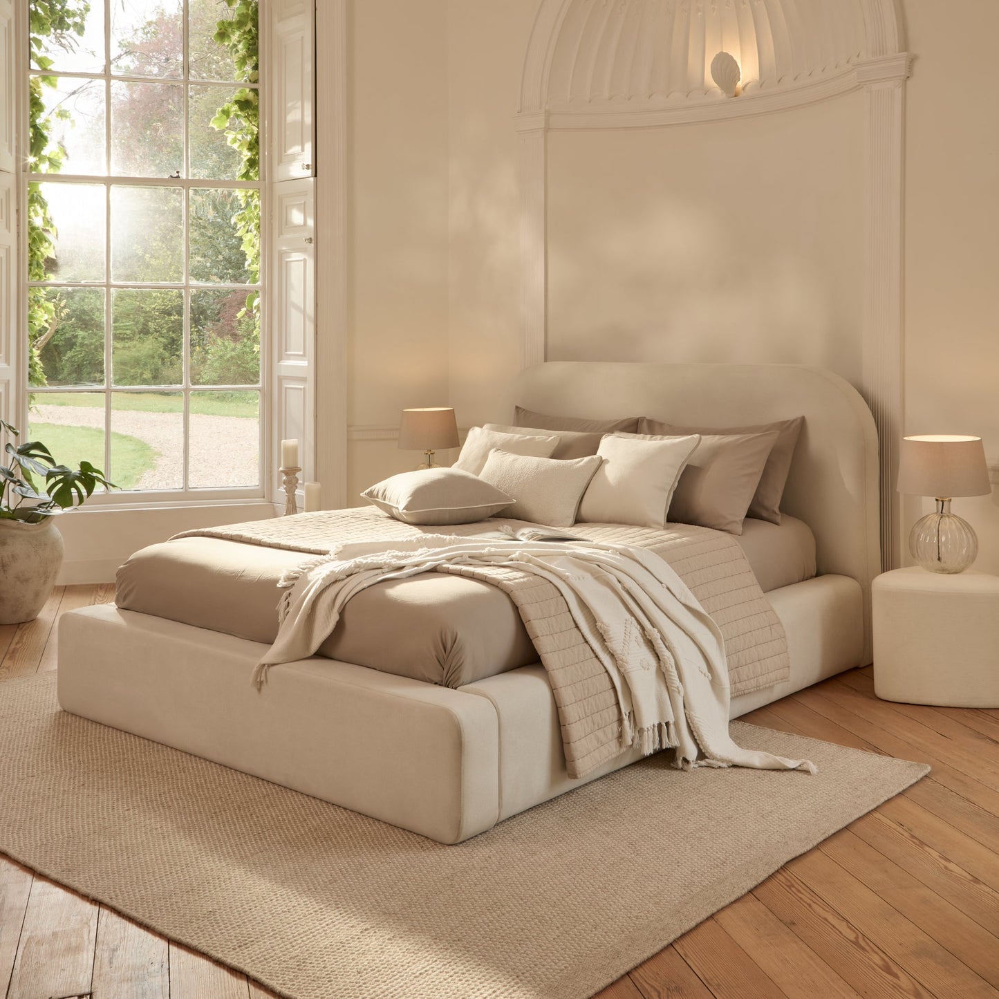 Farrah King Ottoman Bed - Ivory - Laura James