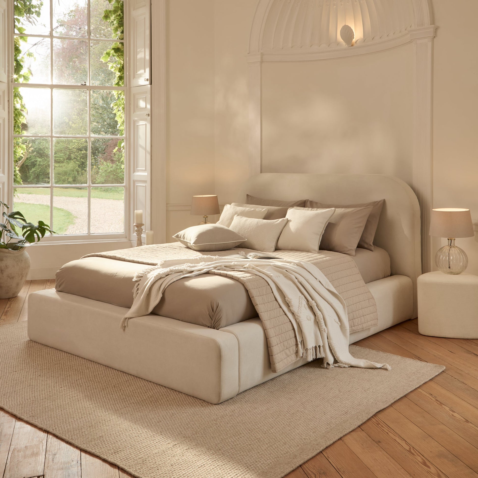 Farrah King Ottoman Bed - Ivory - Laura James