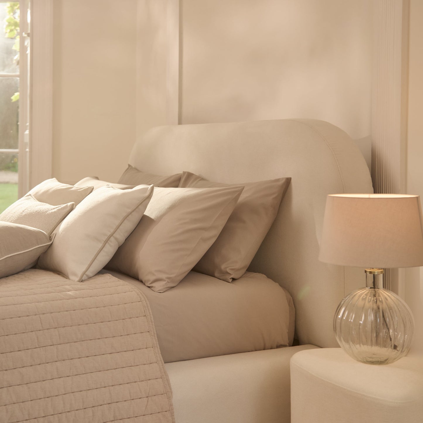 Farrah King Ottoman Bed - Ivory - Laura James