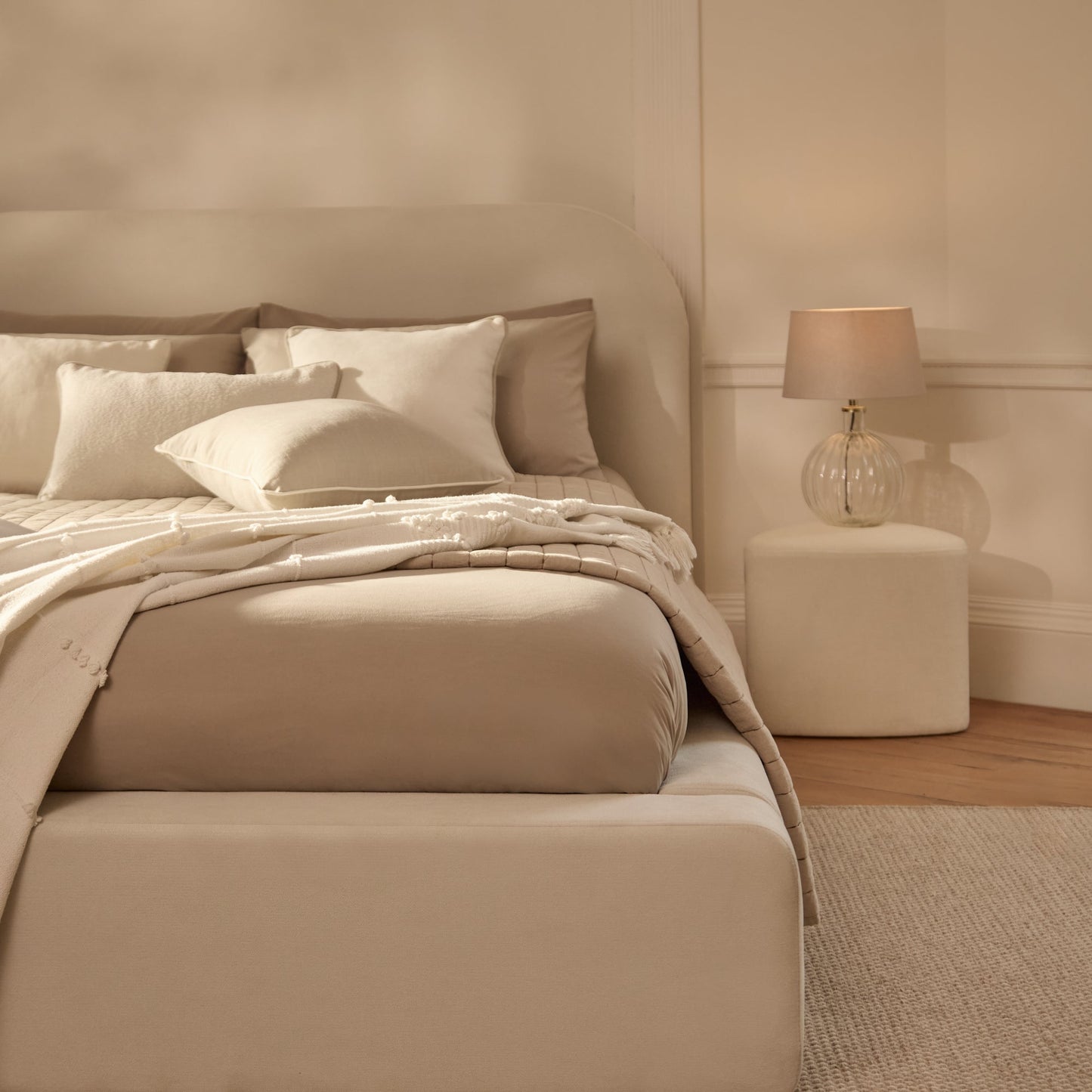 Farrah King Ottoman Bed - Ivory - Laura James