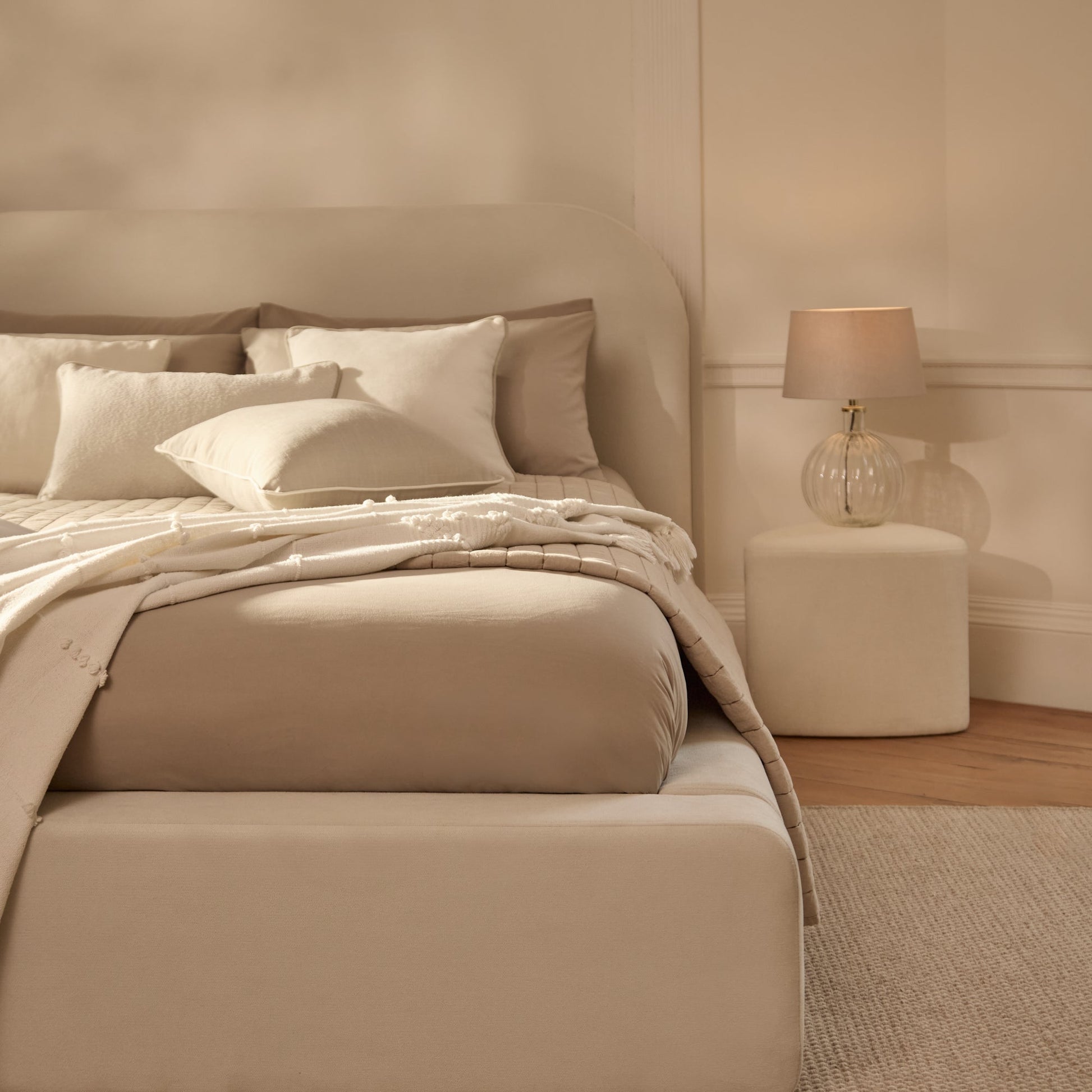 Farrah King Ottoman Bed - Ivory - Laura James