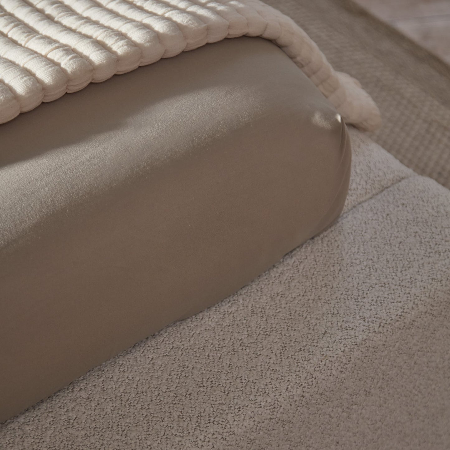 Farrah King Ottoman Bed - Oat Boucle - Laura James