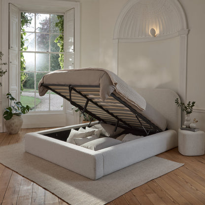 Farrah King Ottoman Bed - Oat Boucle - Laura James