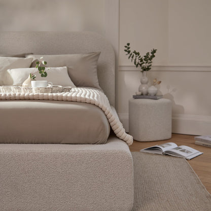 Farrah King Ottoman Bed - Oat Boucle - Laura James