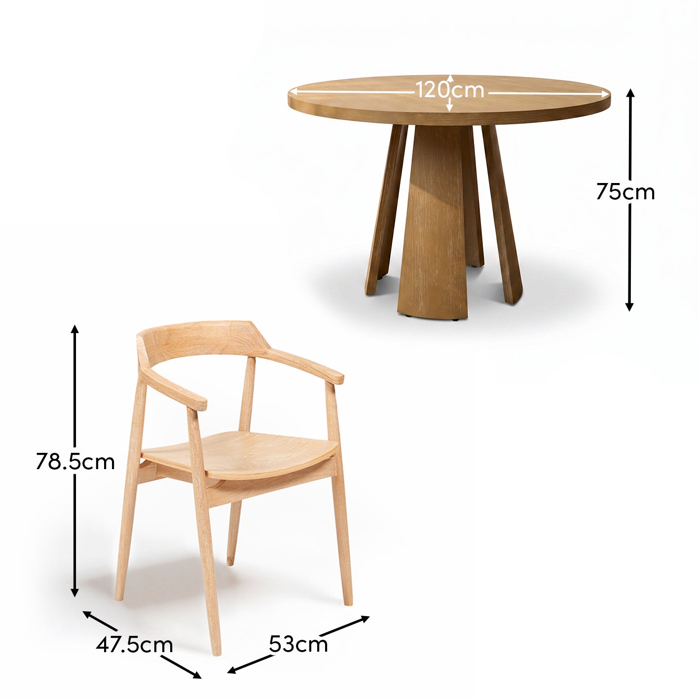 Willow Whitewash Oak Oval Dining Table Set - 6 Seater - Carter Dining Armchairs - Whitewash Oak Legs - Laura James