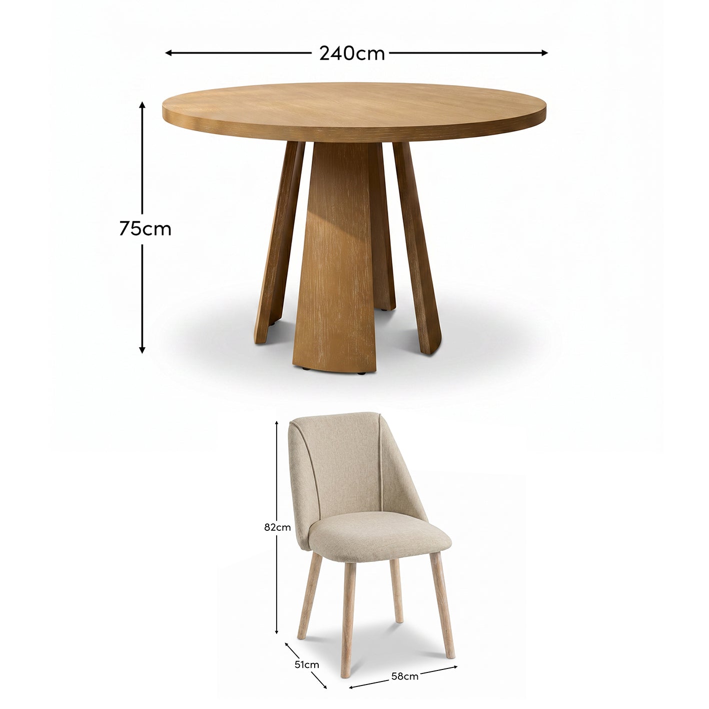 Farren Whitewash Oak Oval Dining Table Set - 4 Seater - Freya Sand Dining Chairs - Whitewash Oak Legs - Laura James