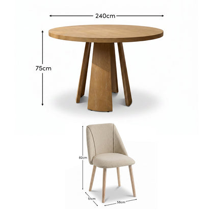 Farren Whitewash Oak Oval Dining Table Set - 4 Seater - Freya Sand Dining Chairs - Whitewash Oak Legs - Laura James