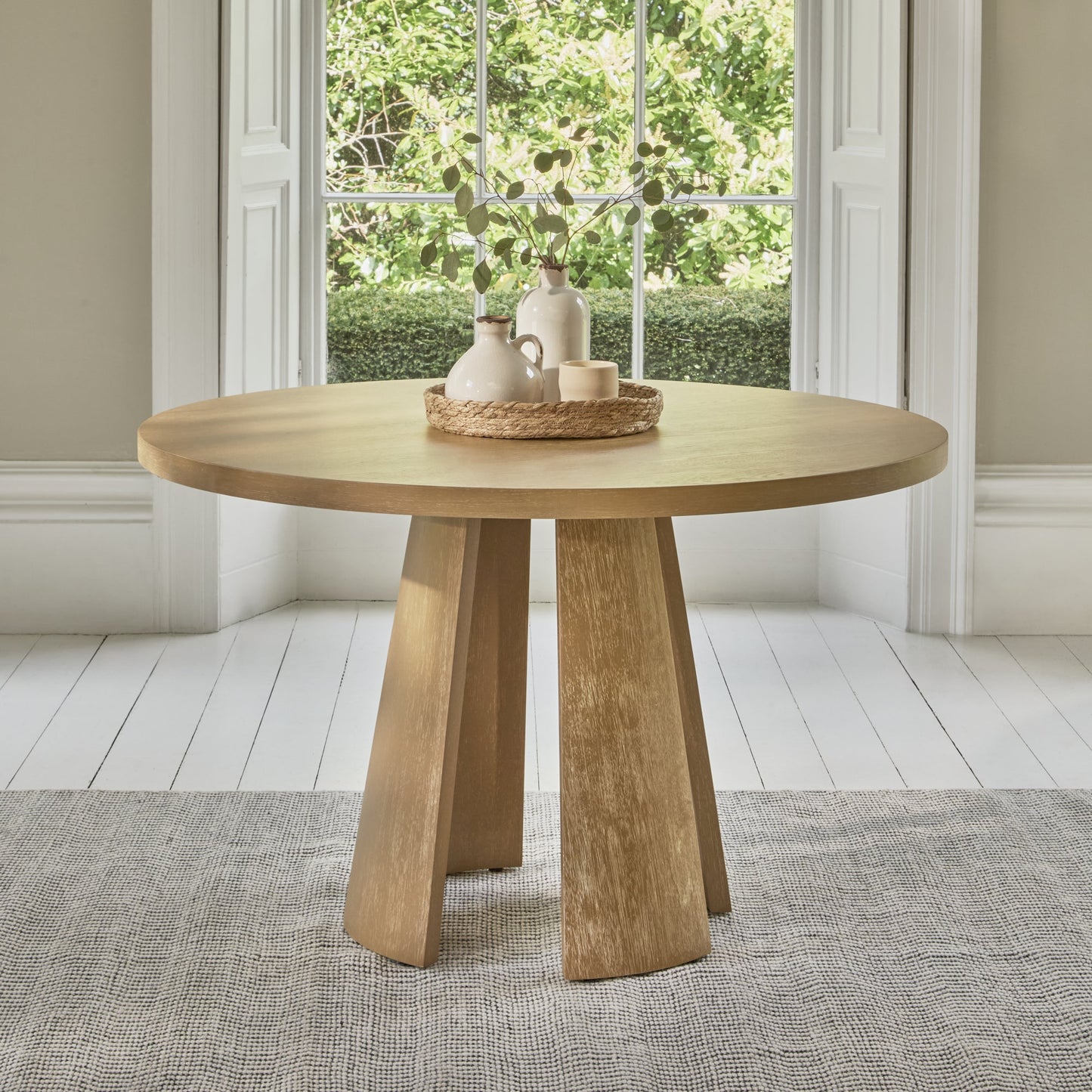 Farren Whitewash Oak Round Dining Table - Laura James