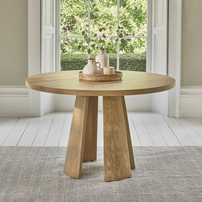 Farren Whitewash Oak Round Dining Table - Laura James