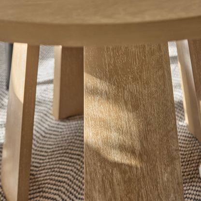 Farren 120cm Whitewash Oak Round Dining Table Set - 4 Seater - Freya Oat Boucle Armchairs with Black Legs - Laura James