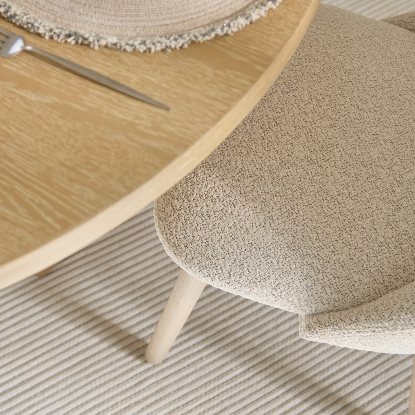 Freya Oat Boucle Dining Chair - Set of 2 - Whitewash Oak Legs - Laura James 