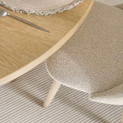 Freya Oat Boucle Dining Chair - Set of 2 - Whitewash Oak Legs - Laura James 
