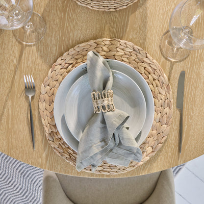 Farren Whitewash Oak Oval Dining Table Set - 4 Seater - Freya Sand Dining Chairs - Whitewash Oak Legs - Laura James