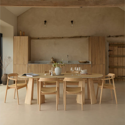 Farren Whitewash Oval Dining Table Set - 6 Seater - Carter Dining Armchairs - Whitewash Oak Legs - Laura James