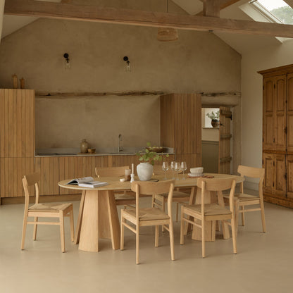 Farren Whitewash Oval Dining Table Set - 6 Seater - Faye Dining Chairs - Whitewash Oak Legs - Laura James