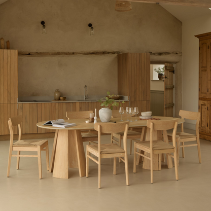 Farren Whitewash Oval Dining Table Set - 6 Seater - Faye Dining Chairs - Whitewash Oak Legs - Laura James
