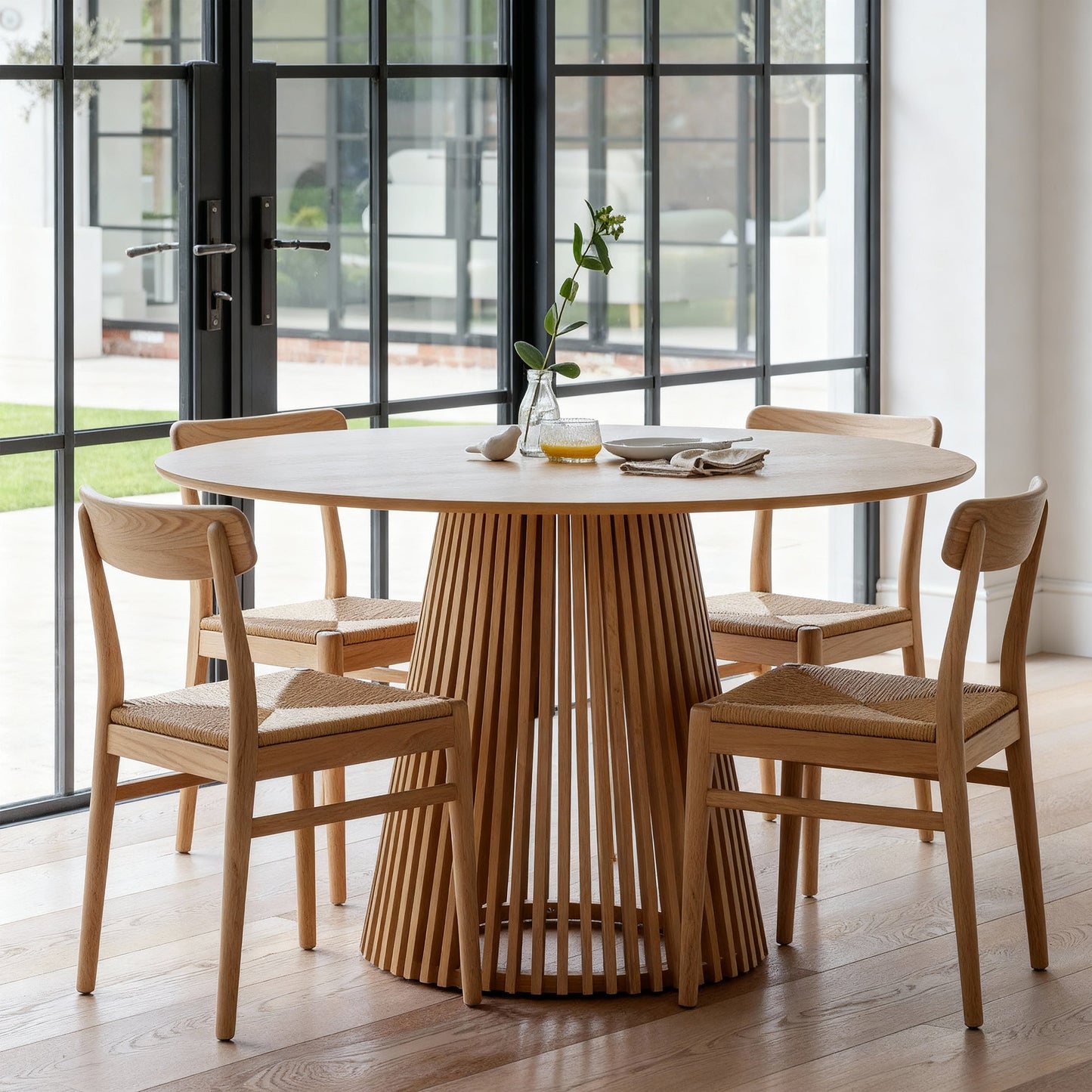 Willow Pale Oak Dining Table Set - 4 Seater - Faye Pale Oak Dining Chairs - Laura James 