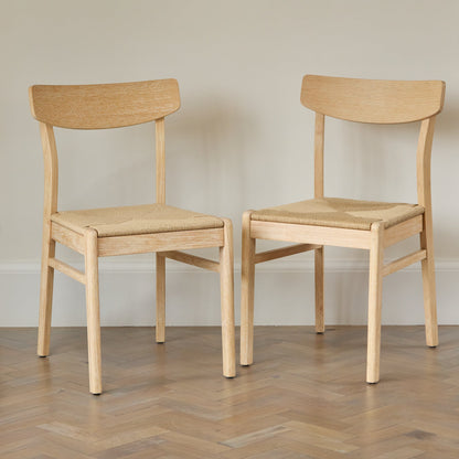 Faye Whitewash Oak Dining Chairs - Set of 2 - Laura James 