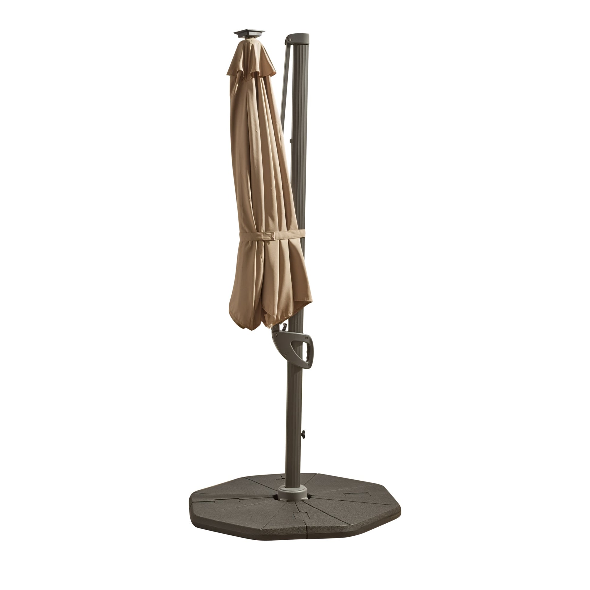 Fira Cappuccino LED Parasol - 2.5m Square Cantilever - Laura James