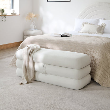 Fleur Large Footstool - Ivory - Laura James