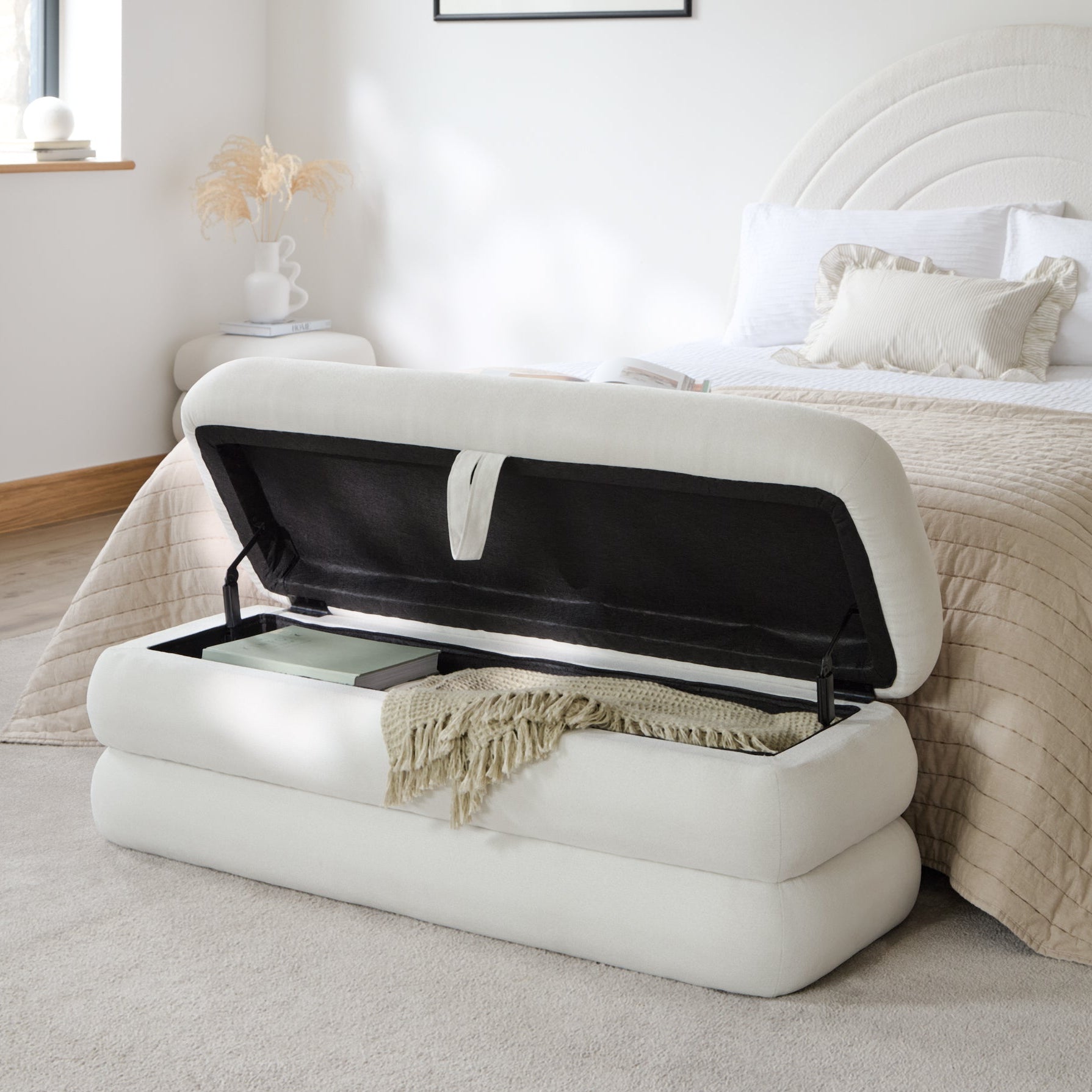 Fleur Large Footstool - Ivory - Laura James