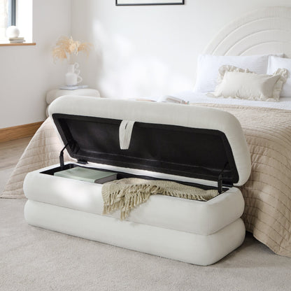 Fleur Large Footstool - Ivory - Laura James