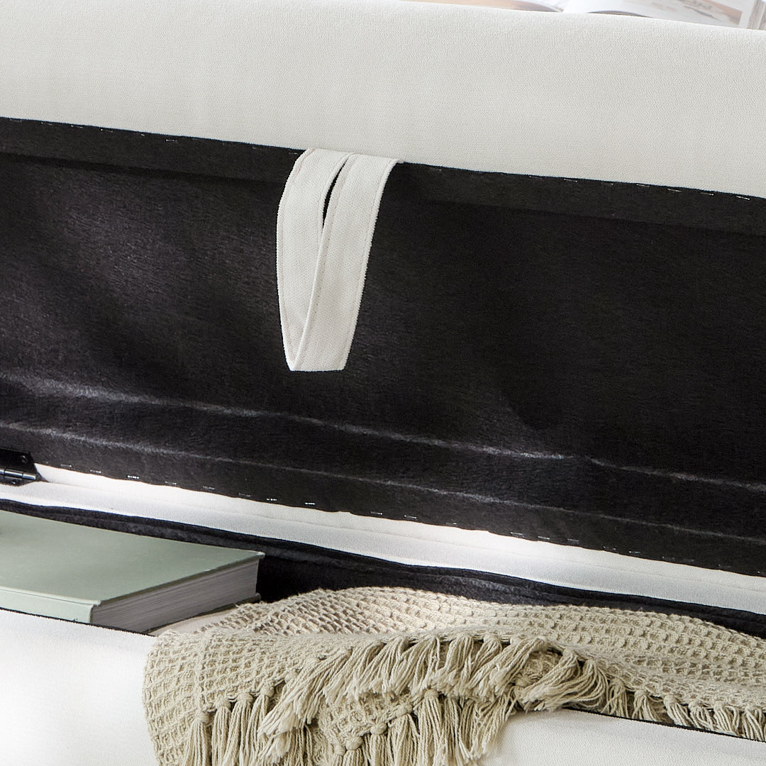 Fleur Large Footstool - Ivory - Laura James