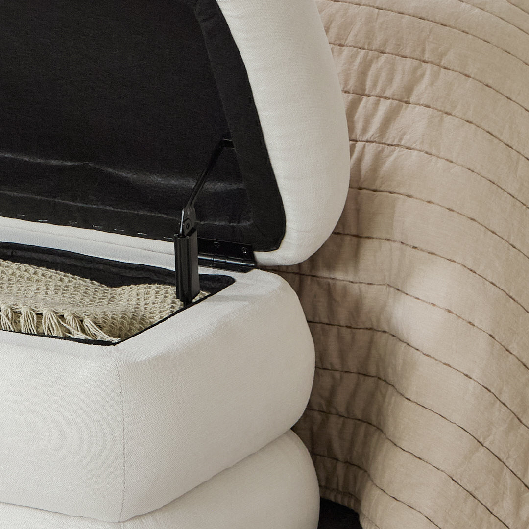 Fleur Large Footstool - Ivory - Laura James