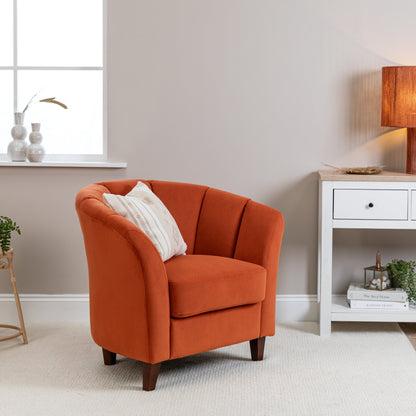 Florence Burnt Orange Armchair with Dark Oak Legs