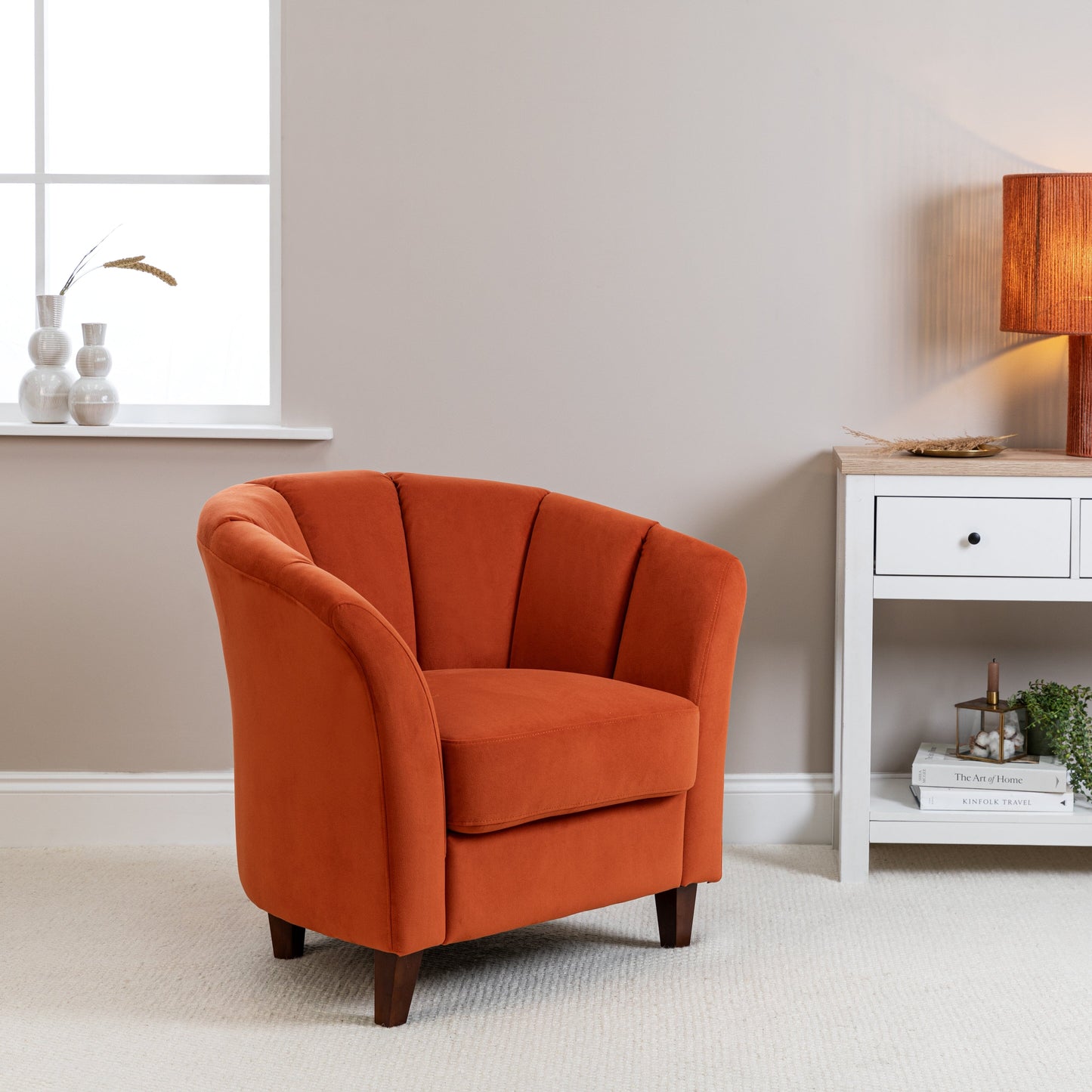 Florence Burnt Orange Armchair with Dark Oak Legs